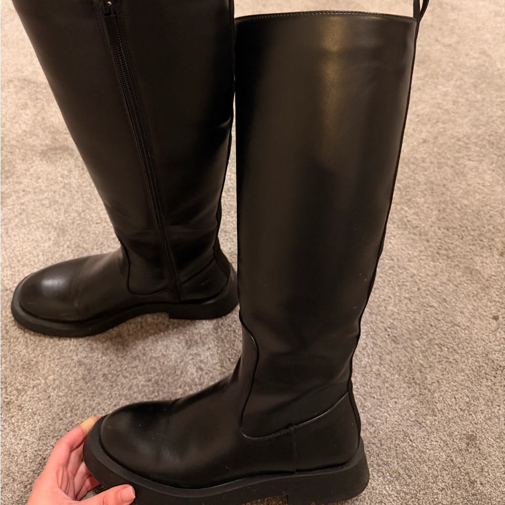 Zara Black Knee-High Boots